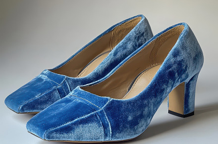 Elegant Blue Velvet Heels Stylish Fo, a Beauty & Fashion Photo by Pixeness