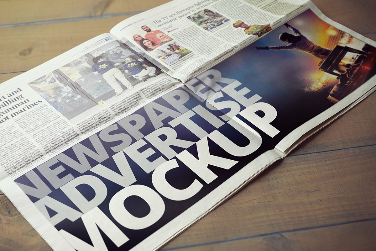 Newspaper Advertise Mockup v2, a Print Template by 2dsight (Photo 1 of 11)