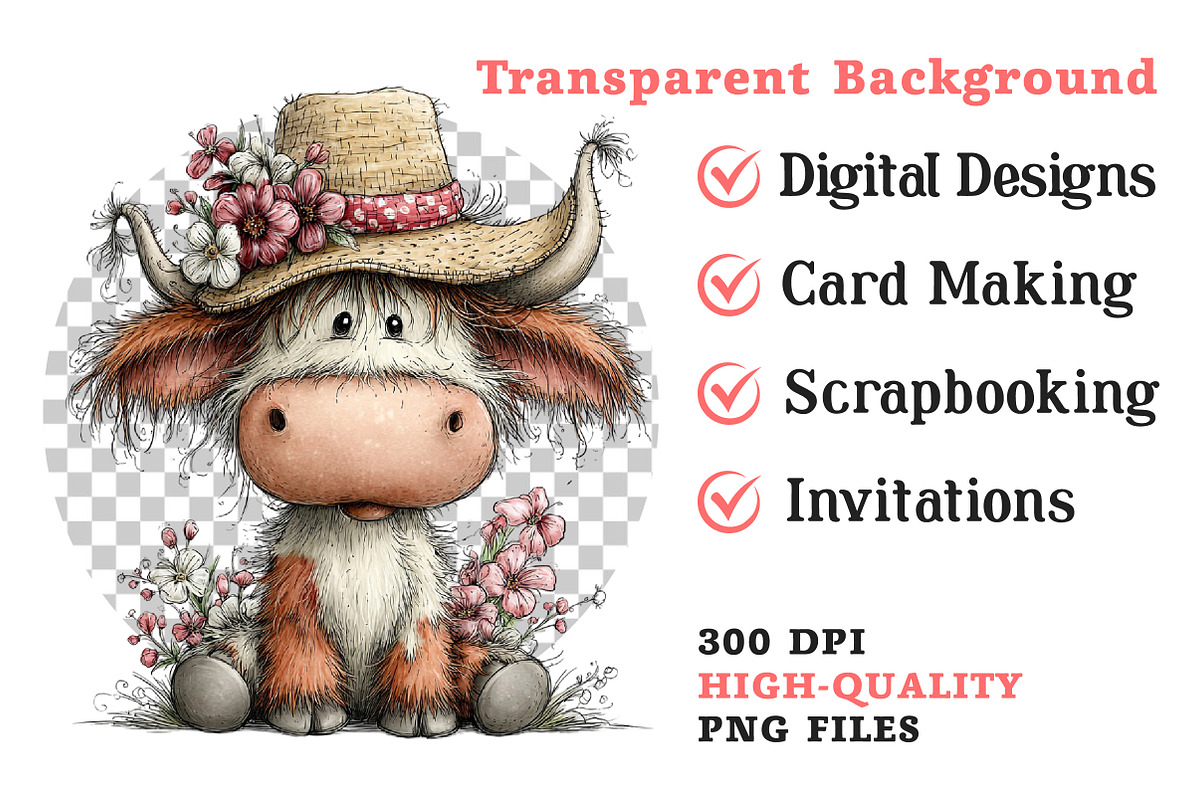 Easter Highland Cow Clipart, an Illustration by Dream Creation (Photo 8 of 8)
