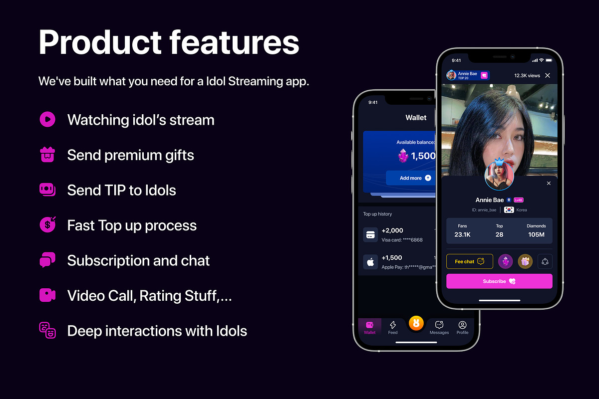Bunny - Idol Streaming App UI Kit, an App Template by sythongnguyen777 (Photo 2 of 6)