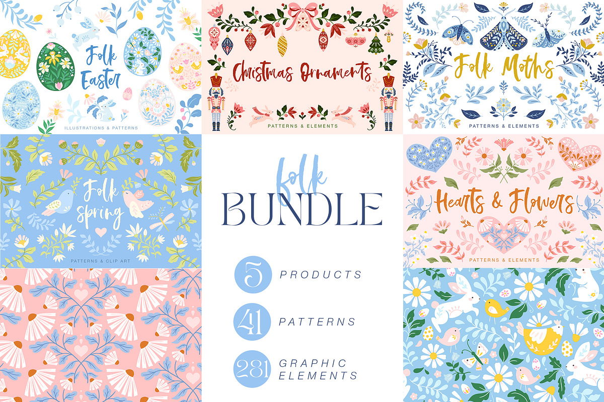 Folk BUNDLE - 5 in 1, a Pattern Graphic by Inna Moreva (Photo 1 of 6)