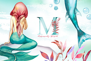 Watercolor Mermaid's World Clipart