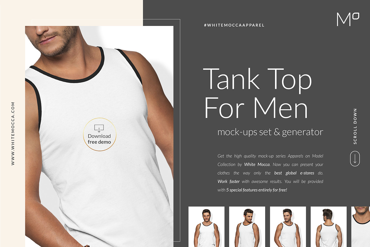 Men Tank Mock-ups Set FREE DEMO, a Books & Magazine Mockup by Apparel_Mockups (Photo 4 of 24)