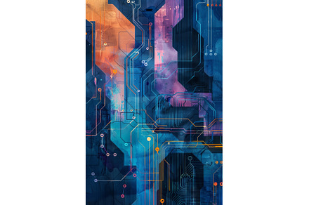 Abstract watercolor circuitry with, a Technology Photo by Neirfy