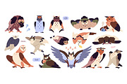 Funny owls, forest birds set, an Animal Illustration by PaperTrident (Thumbnail 1 of 6)