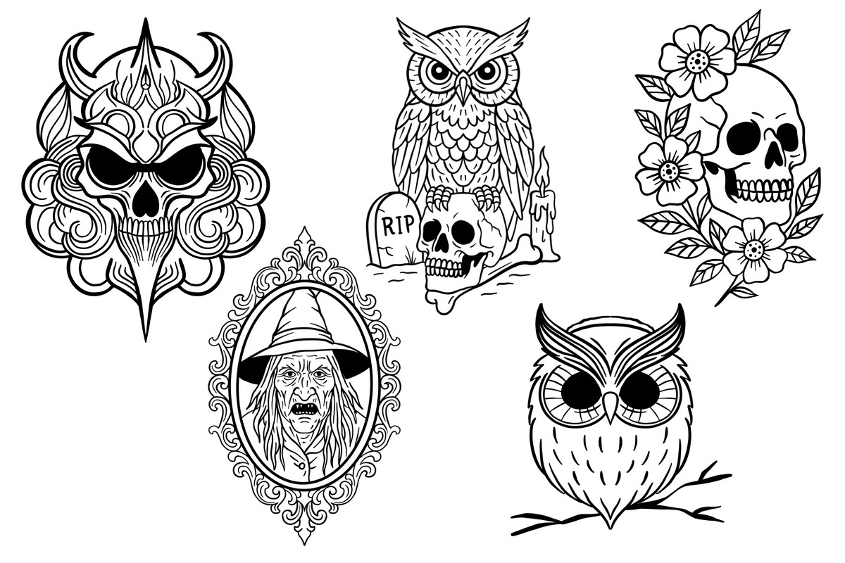 Dark Horror Tattoo stamps procreate, a Brush Add-On by aivos (Photo 3 of 7)
