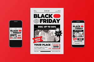 Black Grunge Black Friday Flyer Set, a Flyer Template by Aiyari Graphic