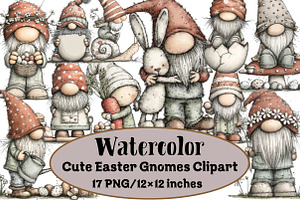 Cute Easter Gnomes Clipart, an Illustration by Design Market