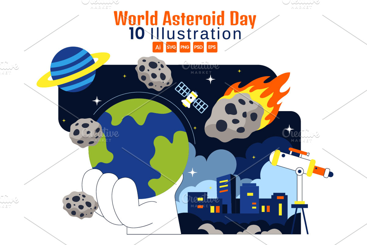 10 World Asteroid Day Illustration, a Technology Illustration by denayunebgt (Photo 1 of 4)