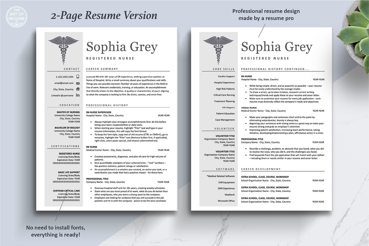 Nursing Medical Resume CV Template, a Resume Template by The Art of Resume (Photo 4 of 8)