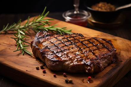 Grilled Steak on Wooden Cutting Boar, a Photo by Iftikhar Alam