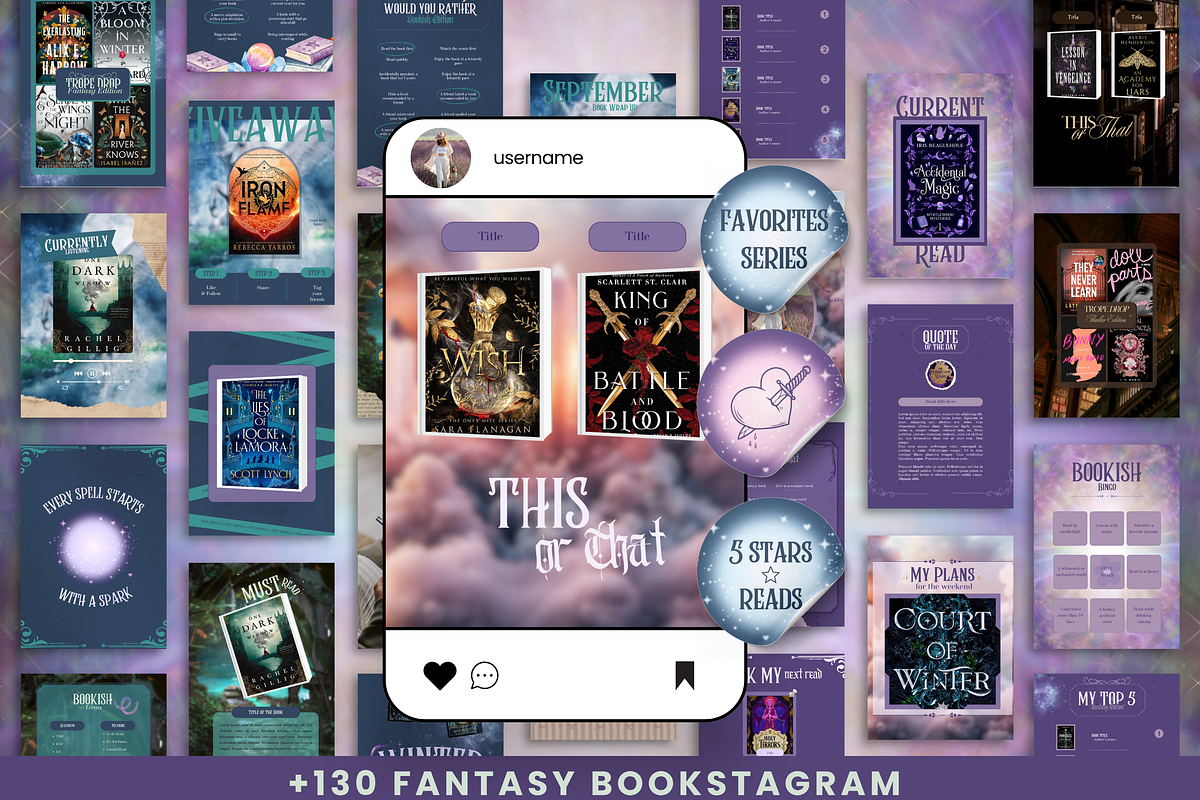 Bookstagram Fantasy Template, a Social Media Template by PixelBloomClub (Photo 1 of 8)