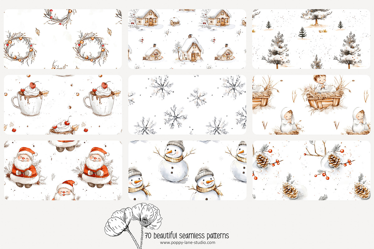 70 white Christmas seamless pattern, a Pattern Graphic by Poppy Lane Studio (Photo 8 of 10)