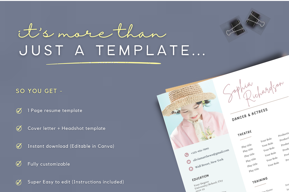 Child Actor Resume Template CANVA, a Resume Template by Climbwithelevator (Photo 5 of 6)