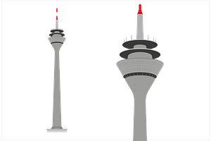 Rheinturm Düsseldorf, German, a Technology Illustration by misign
