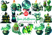 Green Halloween Clipart, an Illustration by Watercolor design (Thumbnail 1 of 4)