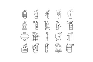 Fire extinguisher icon set, an Illustration by pikepicture