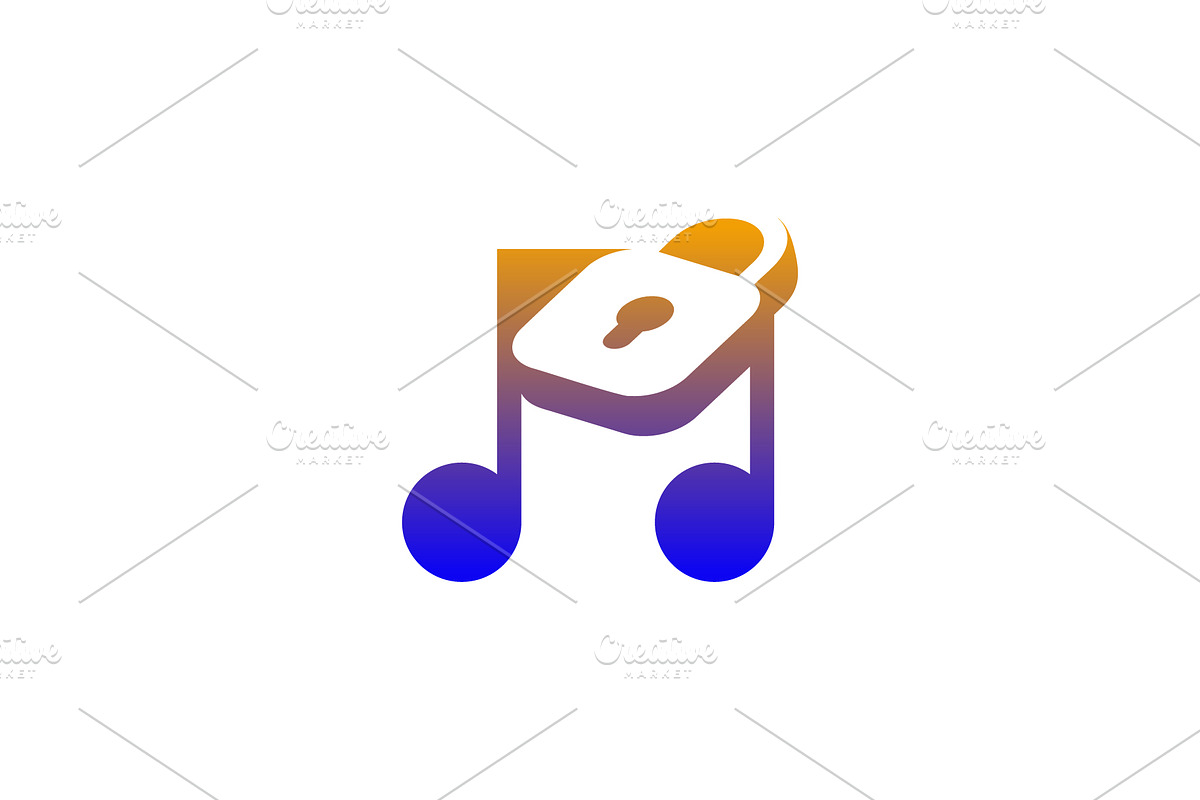 elegant not music padlock logo, a Branding & Logo Template by Rasagama Studio