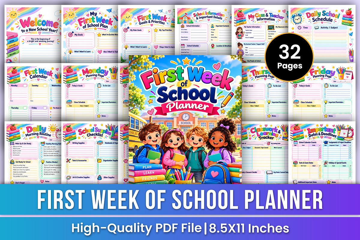 First Week of School Planner, a Stationery Template by Mustafiz (Photo 1 of 3)