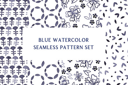 Watercolor Seamless Pattern Set