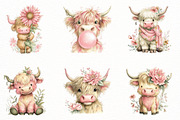 Whimsical Summer Highland Cow Clipar, an Illustration by Designworld (Thumbnail 2 of 8)