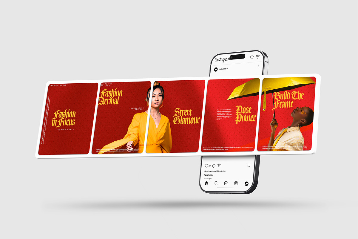 Editorial Fashion Carousel Template, a Social Media Template by Posterfello (Photo 1 of 4)