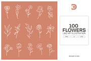 Flower Line Art Illustrations, an Object Graphic by Decade Studio (Thumbnail 1 of 4)