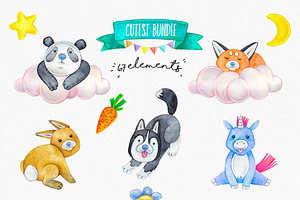 CUTE ANIMALS Watercolor Set