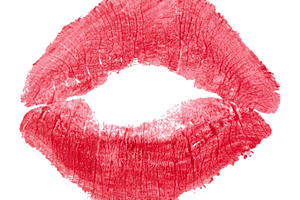 Print of parted lips with red lipstick on isolated background, a Beauty & Fashion Photo by ndanko