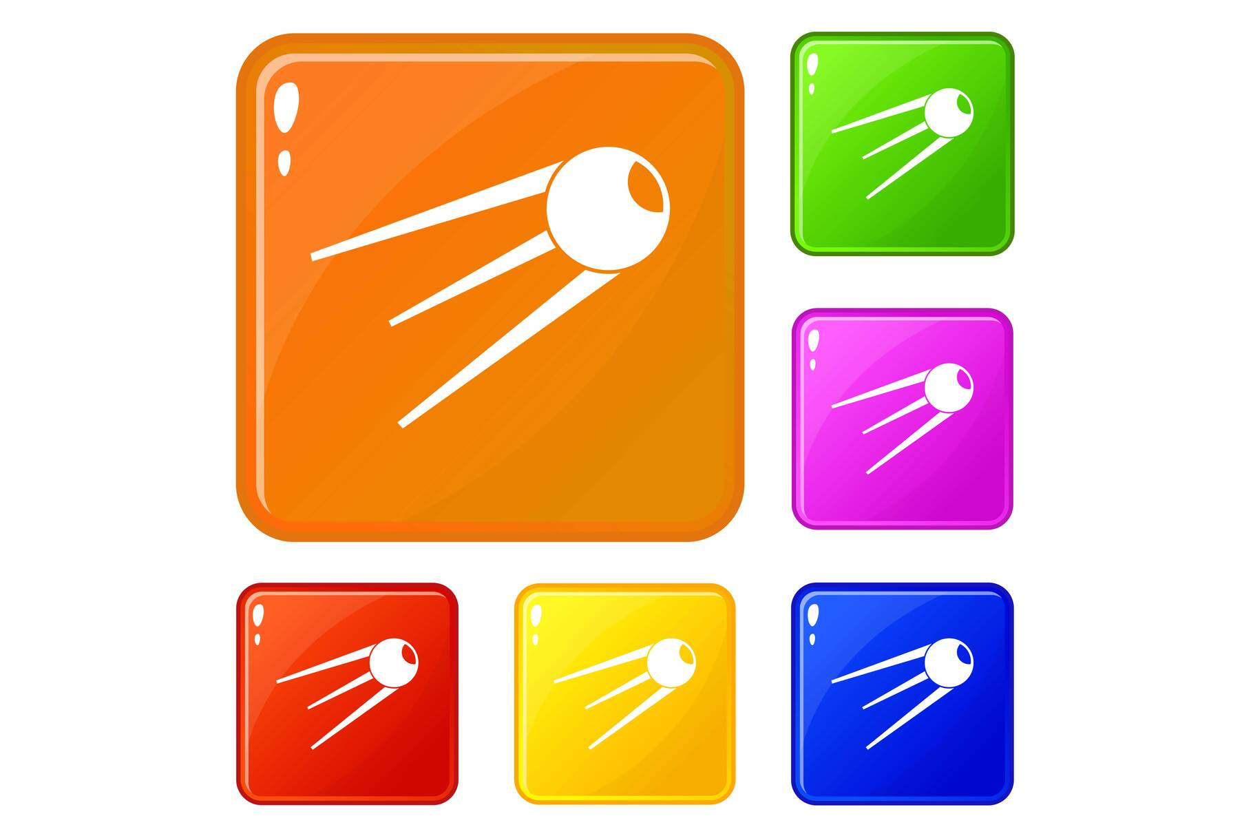 Sputnik icons set vector color, an Object Illustration by Ylivdesign