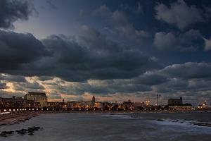 Bari with stormy clouds at sunset featuring bari, cityscape, and city