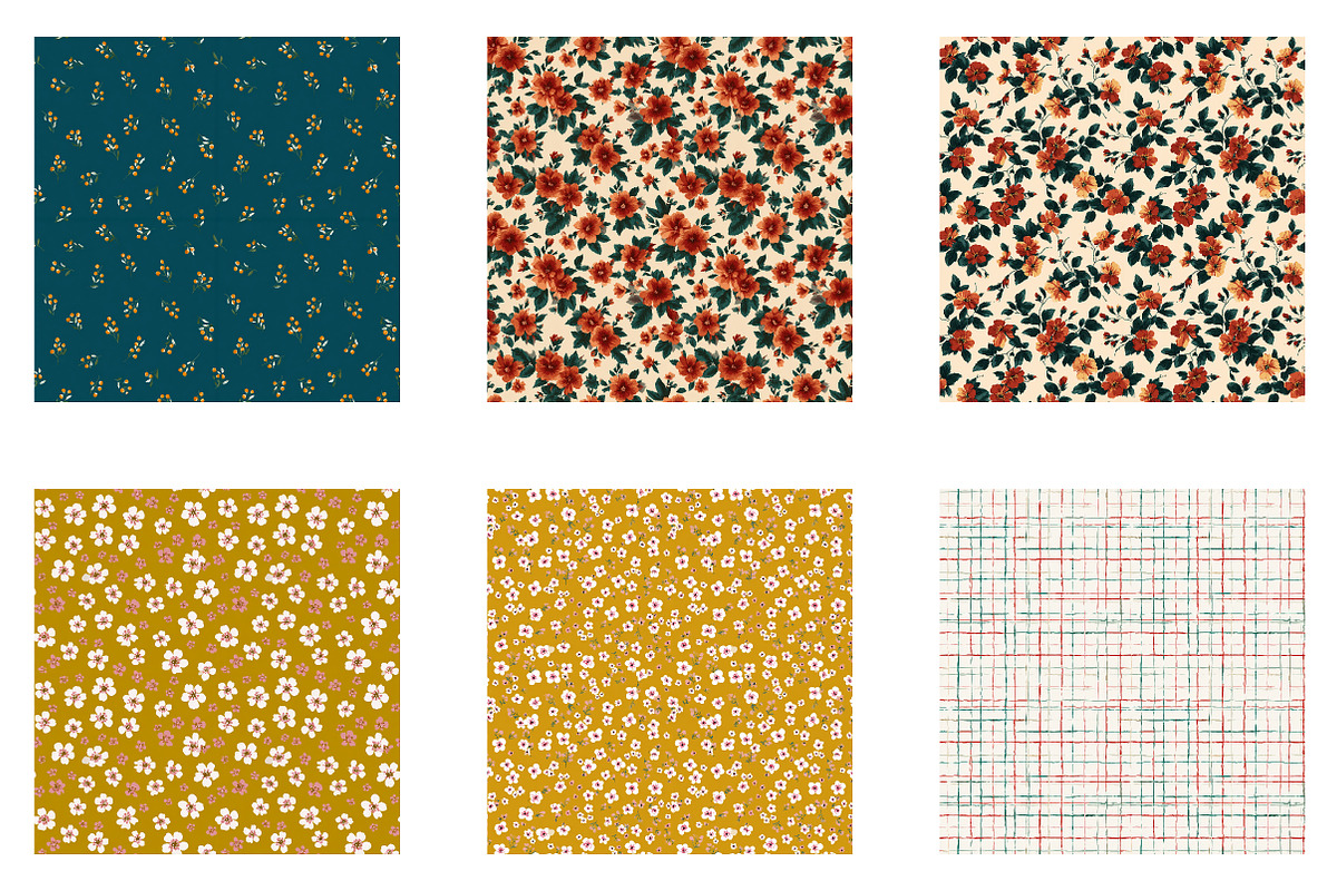 Floral digital papers, Seamless patt, a Pattern Graphic by Libby Wishes (Photo 2 of 5)