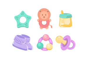 Newborn And Baby Care Icons Set