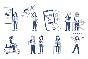 Online shopping and delivery. Woman, a Technology Illustration by LadadikArt