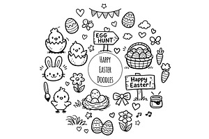 Cute Easter Doodle Line Art, an Object Illustration by Voodz_shop