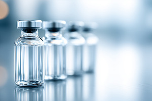 Row of clear glass medical vials, a Health & Medical Photo by MistyDay