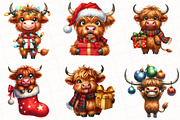 Christmas Highland Cow Clipart, an Illustration by OK Design (Thumbnail 5 of 5)