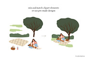 People in park Illustration clipart, a Seasonal Illustration by LyubovZaytseva (Thumbnail 15 of 21)