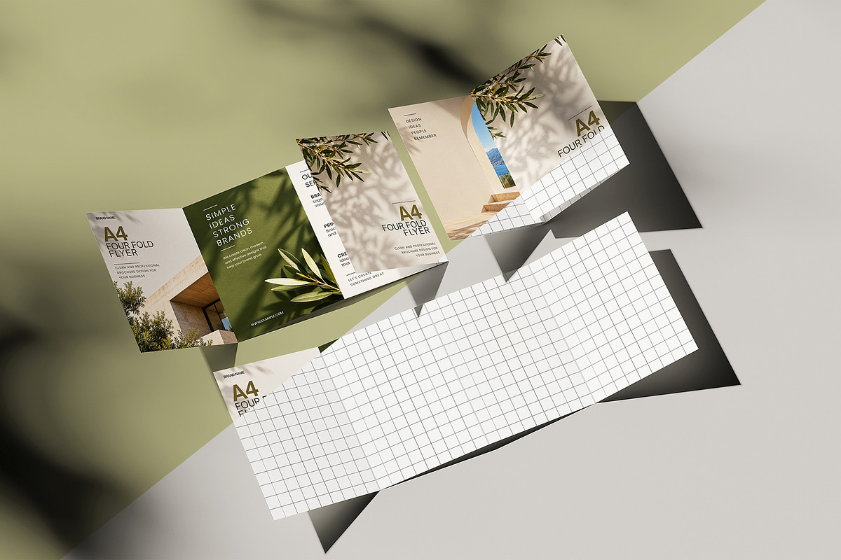 A4 Four Fold Flyer Mockup Bundle, a Books & Magazine Mockup by MockupShelf (Photo 5 of 12)