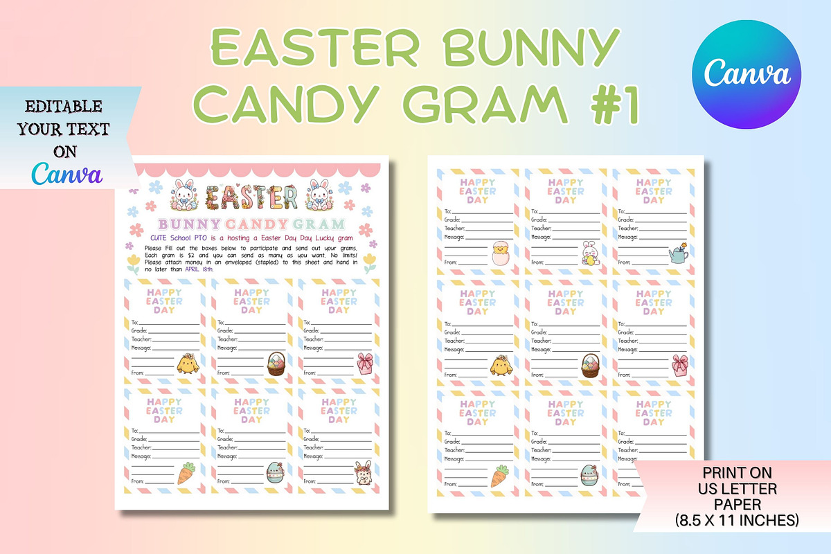 Easter Bunny Candy Gram, a Templates & Theme by Adalin Shop (Photo 2 of 6)