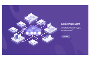 Blockchain concept banner, a Technology Illustration by Good Studio