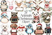 Animals Holding Merry Christmas Sign, an Illustration by DreamPrint404 (Thumbnail 1 of 5)