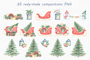 Winter Holidays watercolor clipart, an Illustration by susie-p-art (Thumbnail 4 of 18)