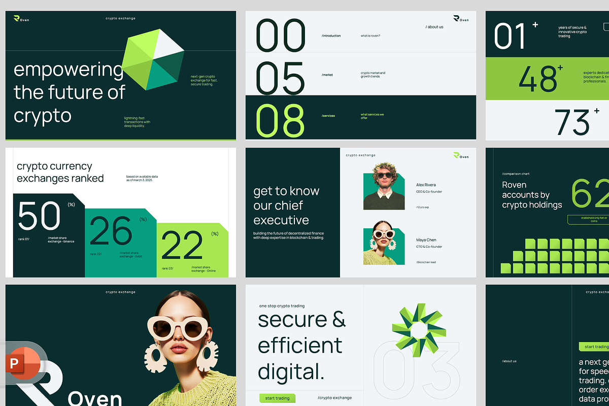 Roven - Crypto Exchange Pitch Deck, a Presentation Template by Hammad Arif (Photo 1 of 3)