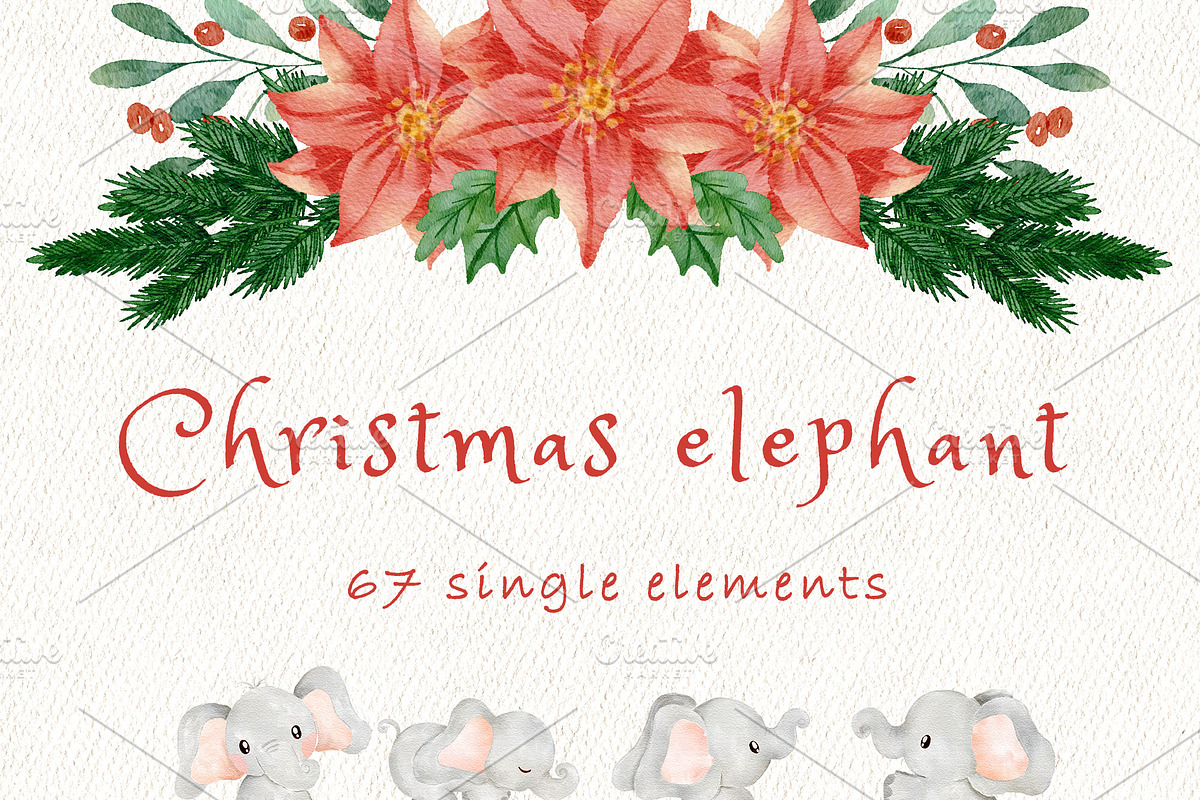 Christmas baby elephant, an Animal Illustration by heyiamalice (Photo 6 of 12)
