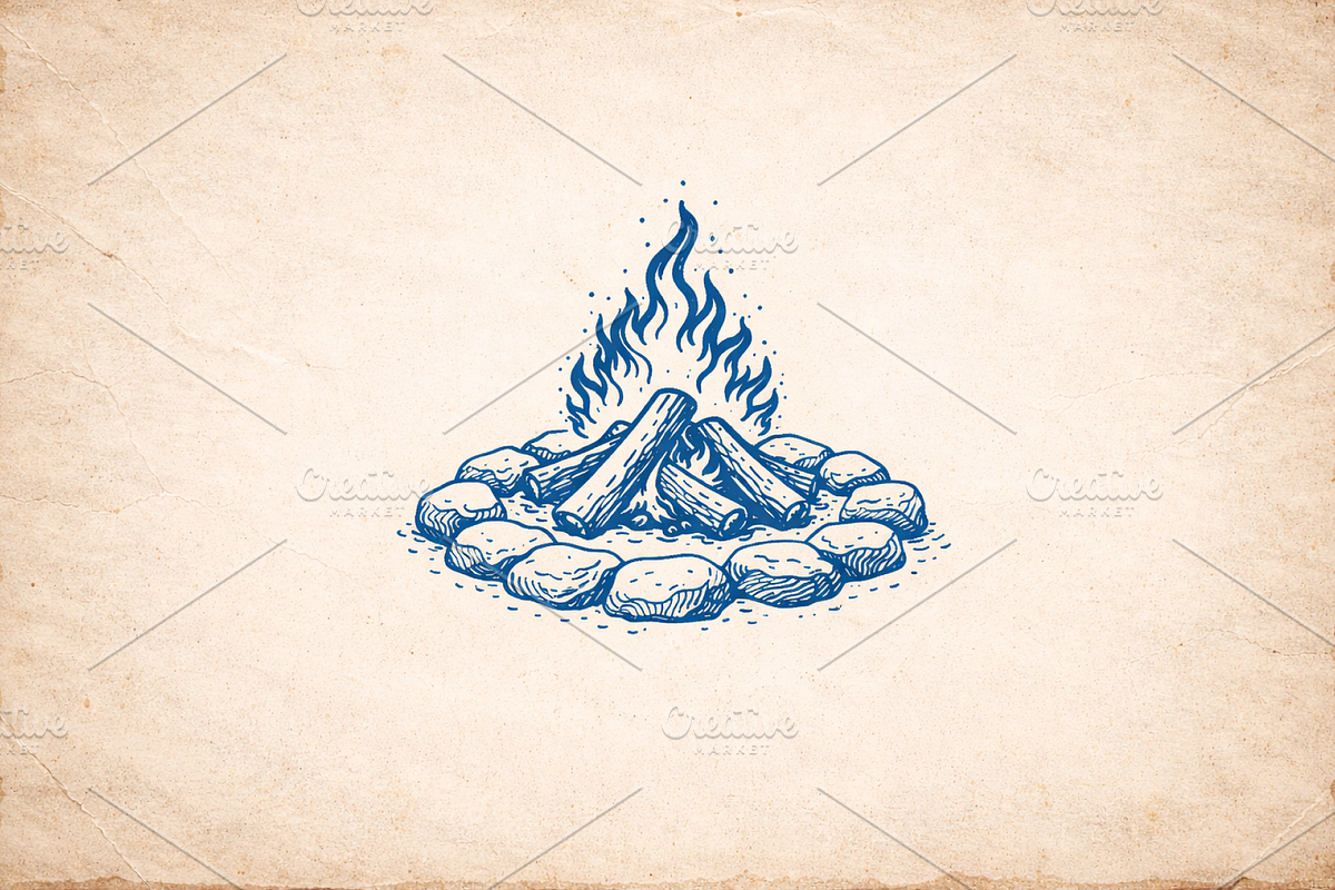 Campfire Hand Drawn Elements, an Object Graphic by e-artdesign (Photo 3 of 3)