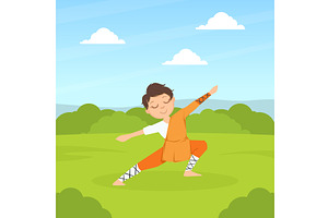 Kid Asian Martial Art Fighter, Cute, a Sport Illustration by TopVectors