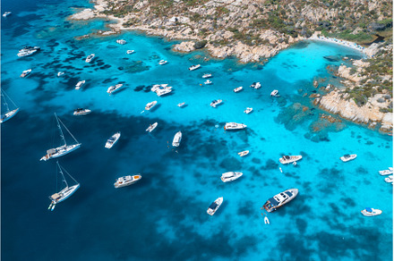 Aerial view of luxury yachts and, a Nature Photo by den-belitsky