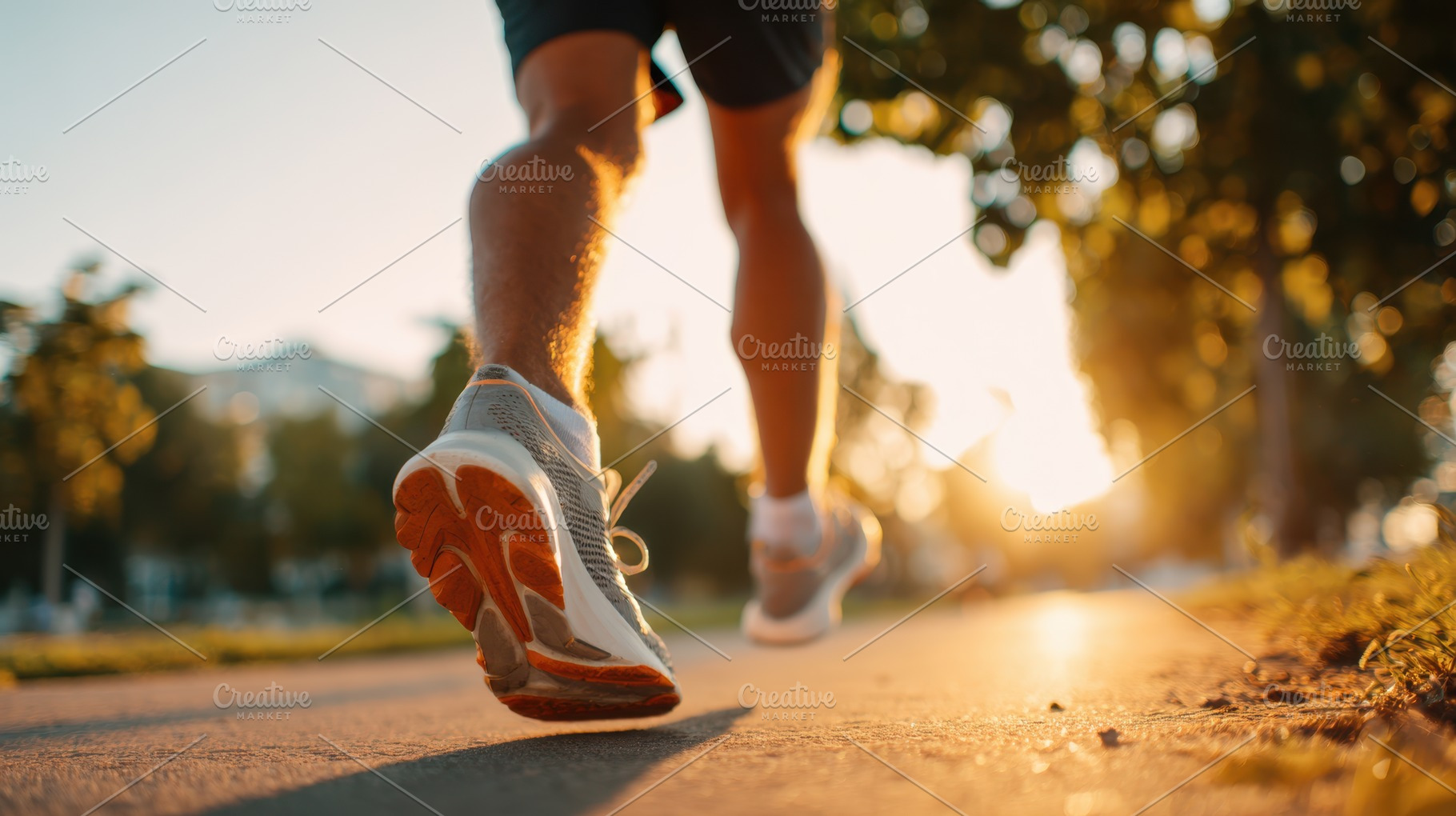 Jogging at sunset in a park, a Sports & Recreation Photo by AlyaAnd