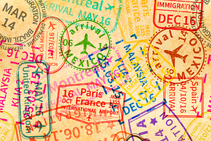 Bright colorful immigration stamps, a Pattern Graphic by BestPics
